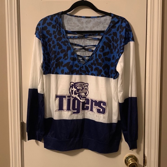 New University of Memphis woman’s criss cross open front long sleeve shirt - Picture 1 of 7